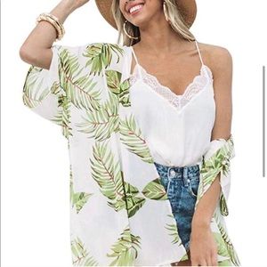 Tropical Leaf kimono cardigan plant mama M & XXL NEW